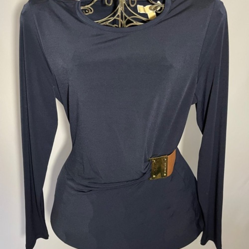 Michael Kors Long-Sleeved Navy Blue Top